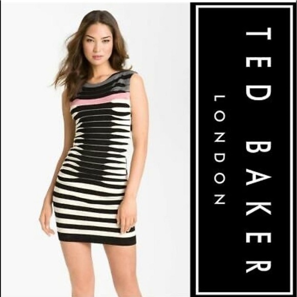 Ted Baker Accordion Striped Knit Mini Dress - Picture 2 of 8